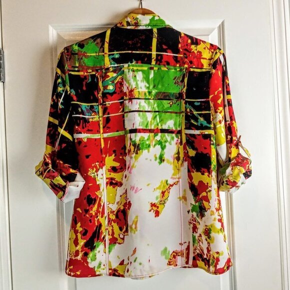 Tracy M. Multicolor Neon Print Zip Jacket - Picture 2 of 7
